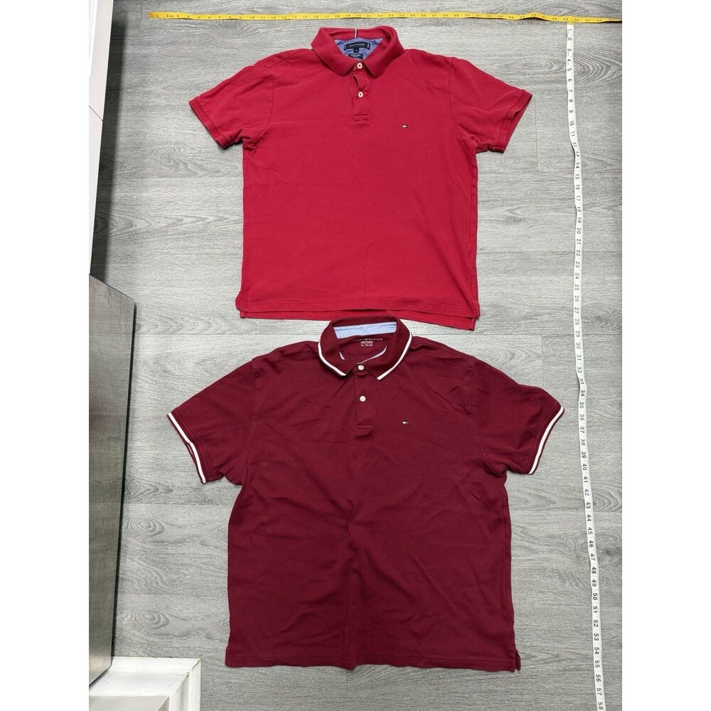 Tommy Hilfiger Mens Polo Shirt Lot of 2 Size XL Red Burgundy